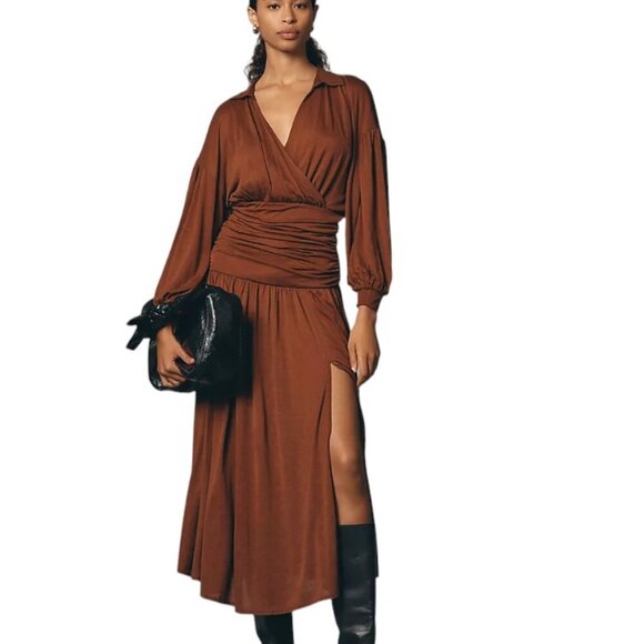 Maeve Brown Midi Dress - Picture 1 of 7